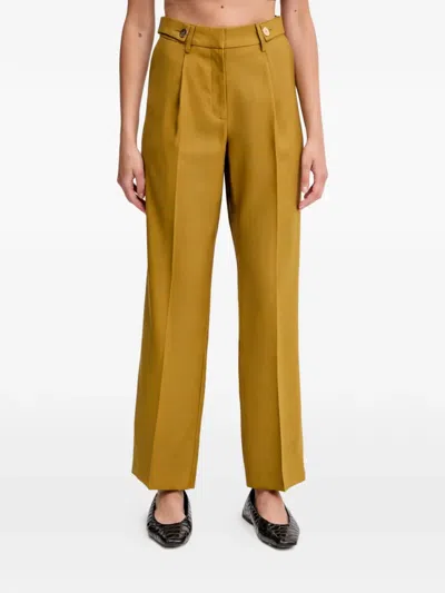 Morgan Button-detail Pleated Trousers In Yellow