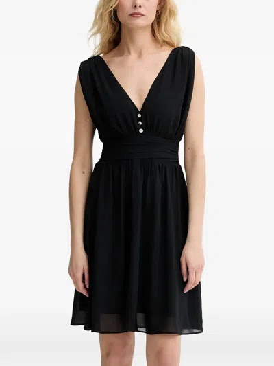 Morgan Button-detail Ruched-waist Mini Dress In White