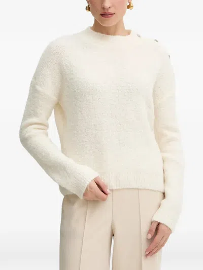 Morgan Button-detail Sweater In White