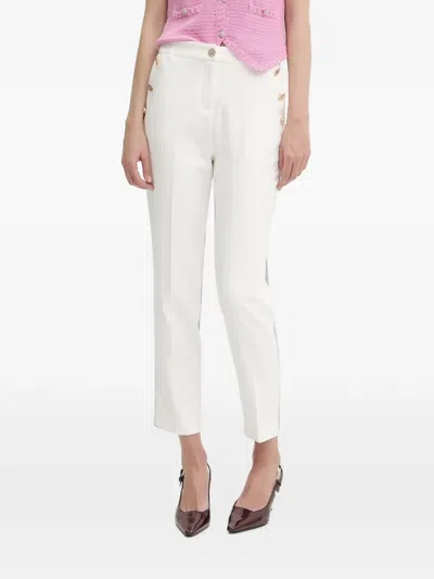 Morgan Button-detail Tailored Trousers In White