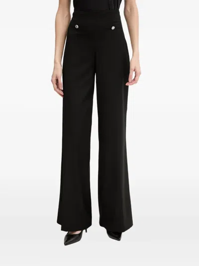 Morgan Button-detail Wide-leg Trousers In Black