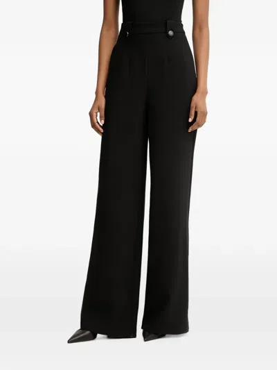 Morgan Button-detail Wide-leg Trousers In Yellow