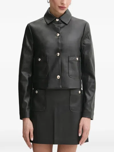 Morgan Buttoned Cropped Jacket In Black