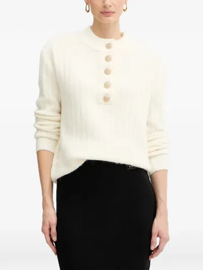 Morgan Buttoned Sweater In Neutral