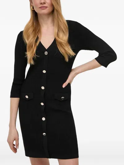 Morgan Geknöpftes Minikleid Mit V-ausschnitt In Black