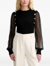 Morgan Button-embellished Blouse In Black