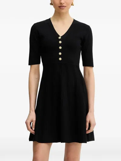 Morgan Button-embellished Pleated Mini Dress In Multi