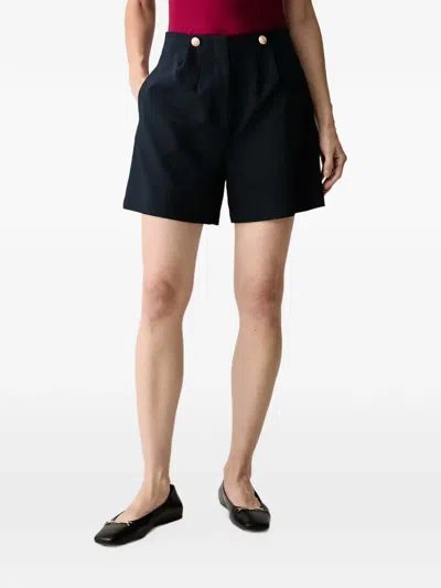 Morgan Button-embellished Tailored Shorts In Blue