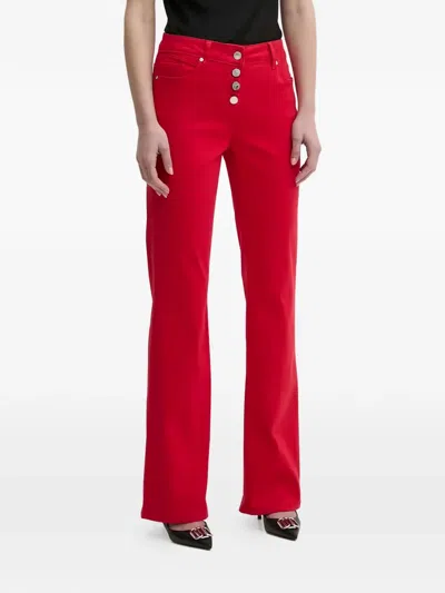 Morgan Button-embellished Trousers In Red