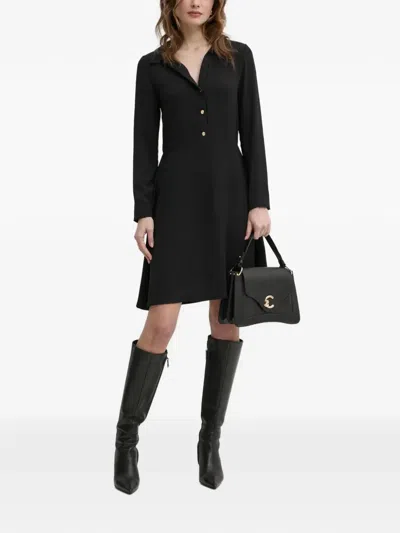 Morgan Button-fastening Long-sleeve Mini Dress In Black