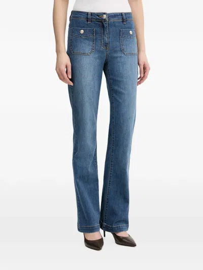 Morgan Button-pocket Flared Jeans In Blue