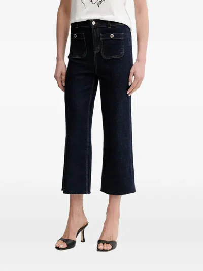 Morgan Button-pocket Raw-hem Jeans In Multi