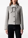 Morgan Button-up Collared Jacket In Gray