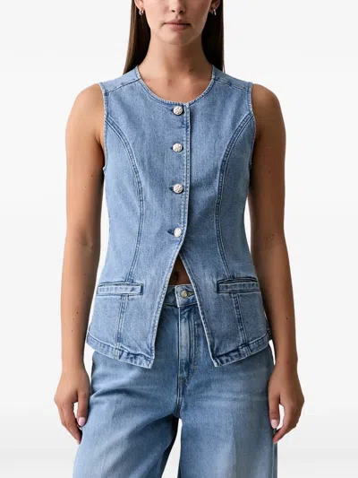 Morgan Button-up Denim Top In Animal Print