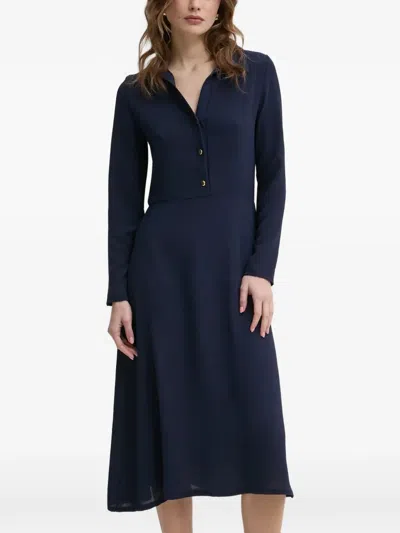 Morgan Button-up Long-sleeve Midi Dress In Transparent