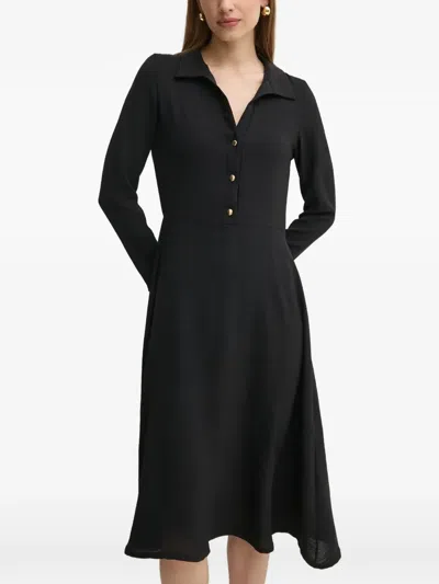 Morgan Button-up Long-sleeved Midi Dress In White