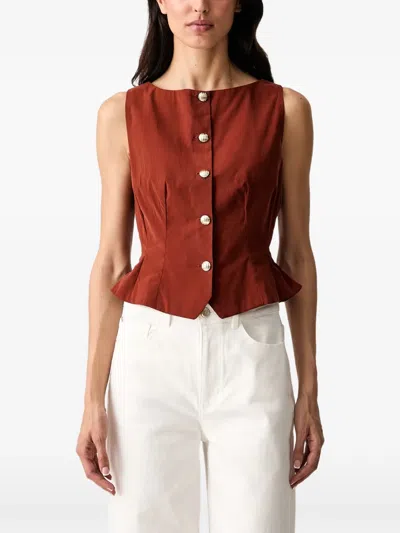 Morgan Button-up Peplum Blouse In 레드