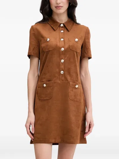 Morgan Button-up Short-sleeve Mini Dress In Multi