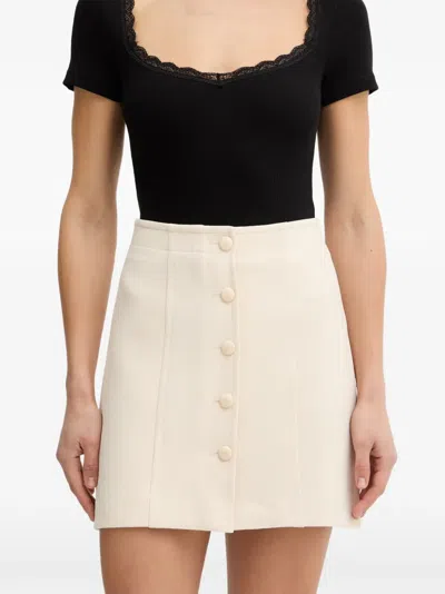 Morgan Button-up Textured-finish Mini Skirt In Neutral