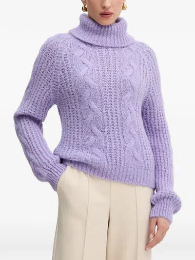 Morgan Cable-knit Roll-neck Sweater In Purple