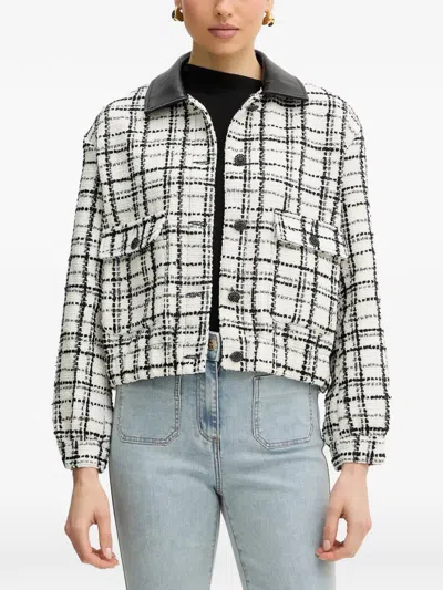 Morgan Checked-pattern Buttoned Jacket In White