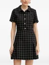 Morgan Check-pattern Button-up Mini Dress In Black