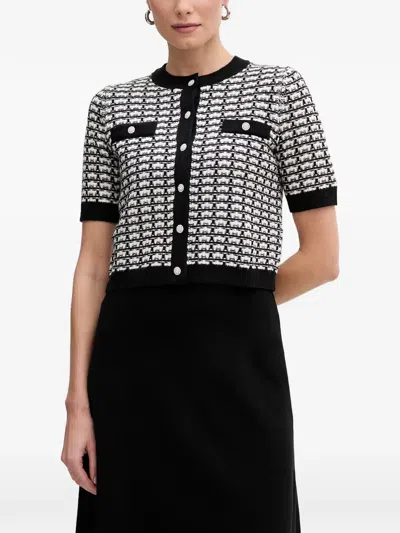 Morgan Check-pattern Cardigan-layer Mini Dress In Gray