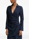 Morgan Check-pattern Wrap Mini Dress In Blue