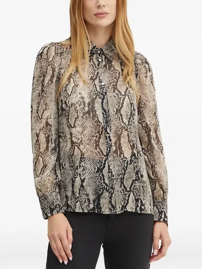 Morgan Cipyth Snake-print Shirt In Brown