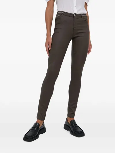 Morgan Coated Slim-fit Trousers In Multi