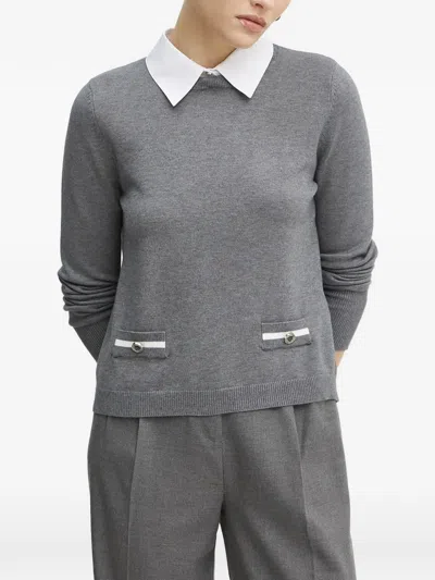 Morgan Contrast-collar Sweater In Multi