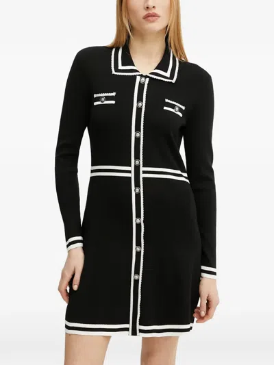 Morgan Contrast-trim Button-up Mini Dress In Pink