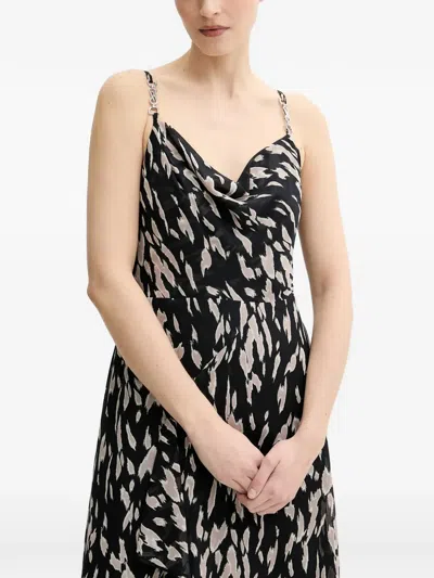 Morgan Cowl-neck Midi Dress In Black