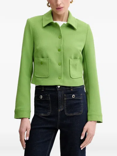 Morgan Cropped Button-up Jacket In Black
