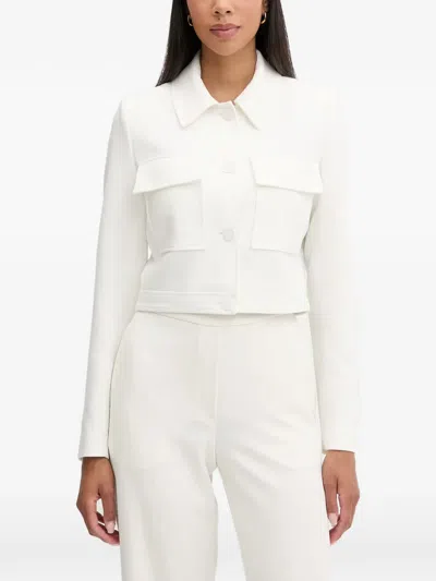Morgan Cropped Button-up Jacket In White