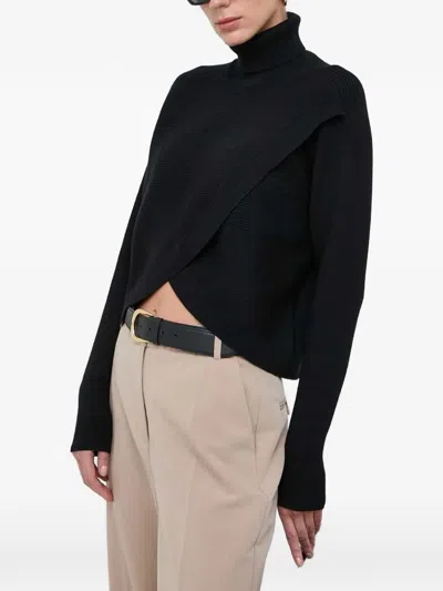 Morgan Crossover Ribbed-knit Sweater In Multi