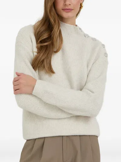 Morgan Crystal-embellished Ribbed-knit Sweater In Brown