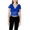 Morgan De Toi Blue Polyamide Top In Blue
