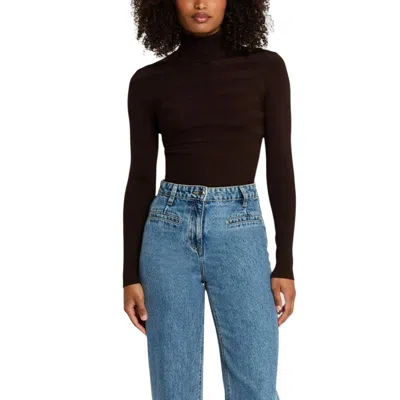 Morgan De Toi Brown Viscose Turtleneck In Black