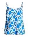 Morgan De Toi Woman Top Blue Size 10 Polyester In Animal Print