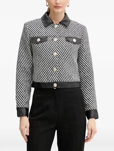 Morgan Diagona- Pattern Pocket Jacket In Black