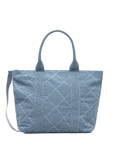 Morgan Diamond-quilted Denim Tote Bag In Blue