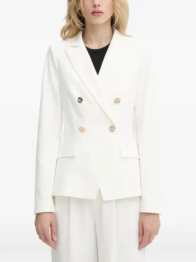 Morgan Double-breasted Button Blazer In Neutral