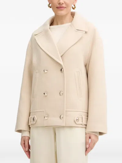 Morgan Double-breasted Coat In Neutral