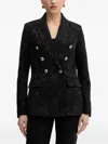 Morgan Double-breasted Patterned Blazer In Black
