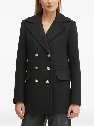 Morgan Double-breasted Coat In Black