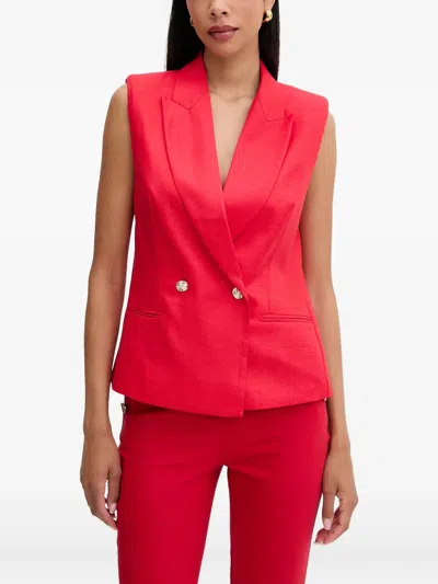 Morgan Double-breasted Sleeveless Top In Red