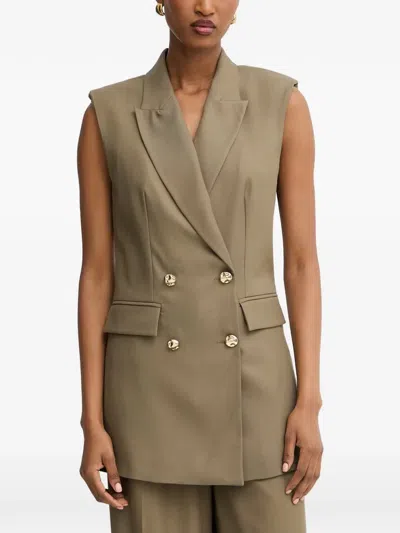 Morgan Double-breasted Waistcoat In Brown