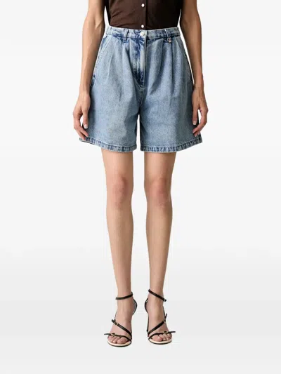 Morgan Elasticated-waist Denim Shorts In 블루