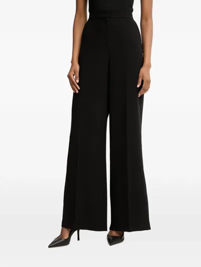 Morgan Elasticated-waist Wide-leg Trousers In Black